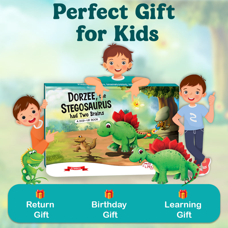 Dorzee, the Stegosaurus – Pop-Up Book for Kids | Bedtime Story Book with Fun Lesson (Age 2+ Years)