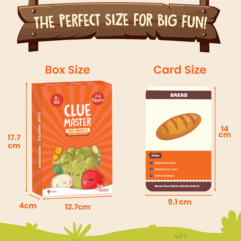 Clue Master Foods Around Us Card Game for Kids | Fun Food Guessing Game with Clues & Brain Boosting Activities (Age 8+ Years, 2–6 Players)