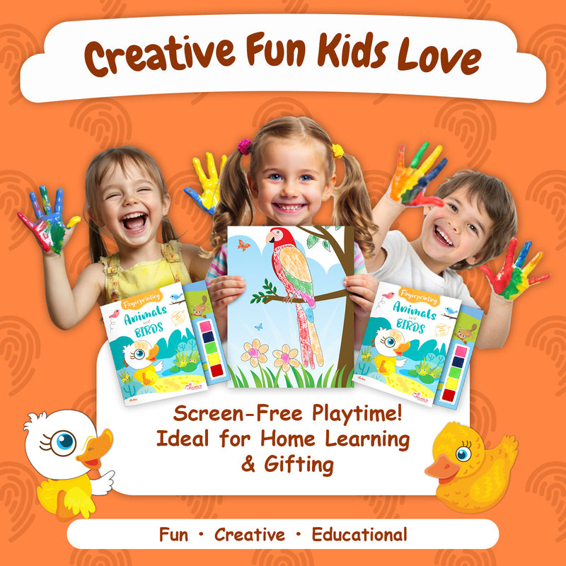 Fingerprinting Animals and Birds – Creative Art and Craft Activity Book for Kids (Age 3+ Years)