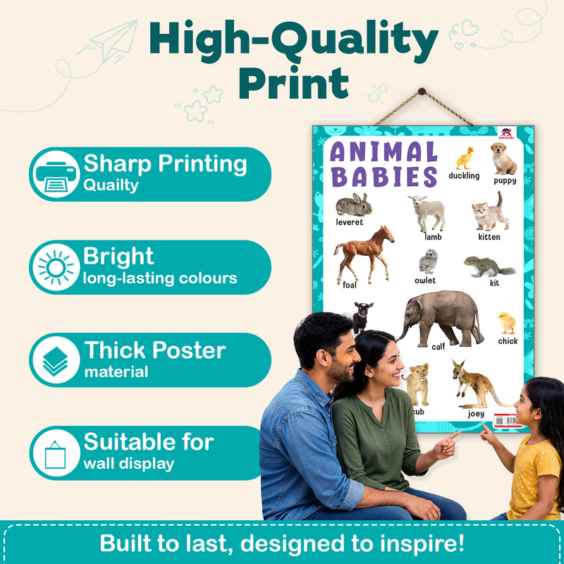 Animal Babies - Thick Laminated Primary Chart