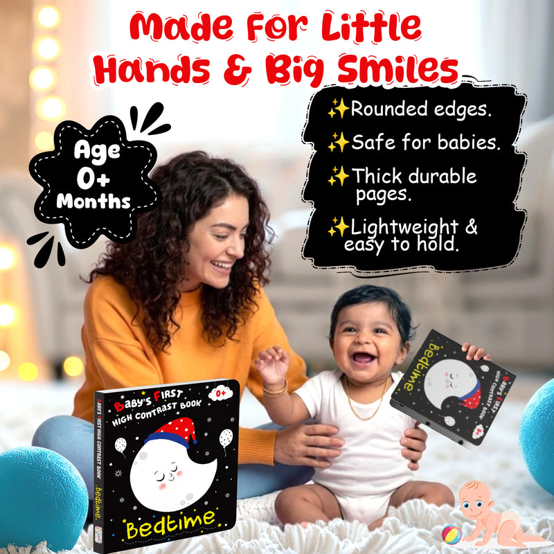 Baby's First High Contrast Book for Babies  – Soft & Safe Bedtime Black and White Book (0+ Months)