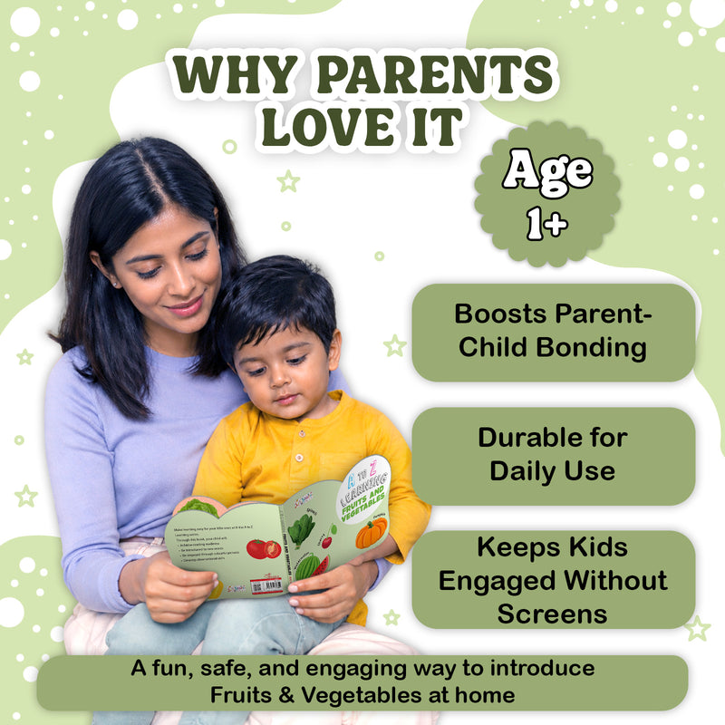 A to Z Learning Fruits and Vegetables Board Book for Kids – Early Learning Book (Age 1+ Years)