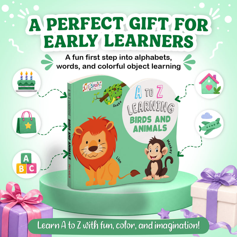 A to Z Learning Birds and Animals Board Book for Kids – Fun Picture Early Learning (Age 1+ Years)