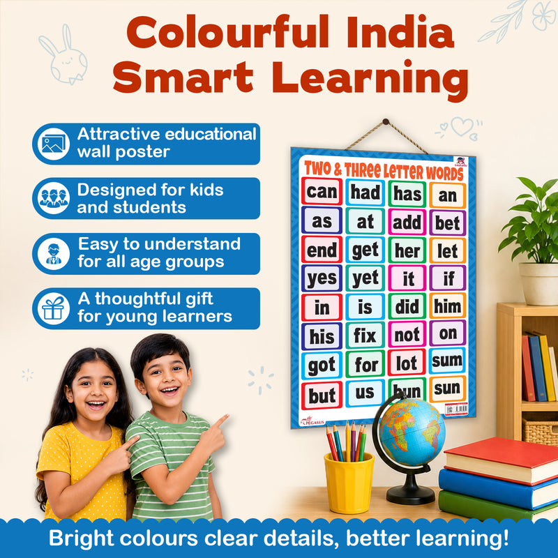 Two & Three Letter Words - Thick Laminated Primary Chart