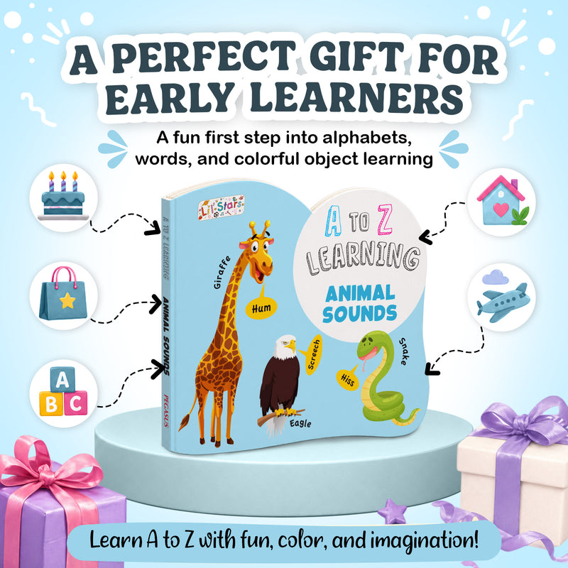 A to Z Learning Animal Sounds Board Book for Kids – Early Learning Wild Picture Book (Age 1+ Years)