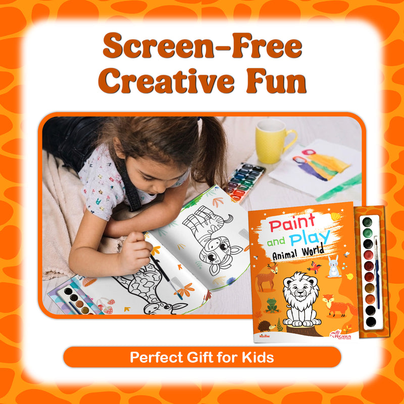 Animal World Colouring Book for Kids – Paint and Play Watercolour Painting Set (Age 3+ Years)