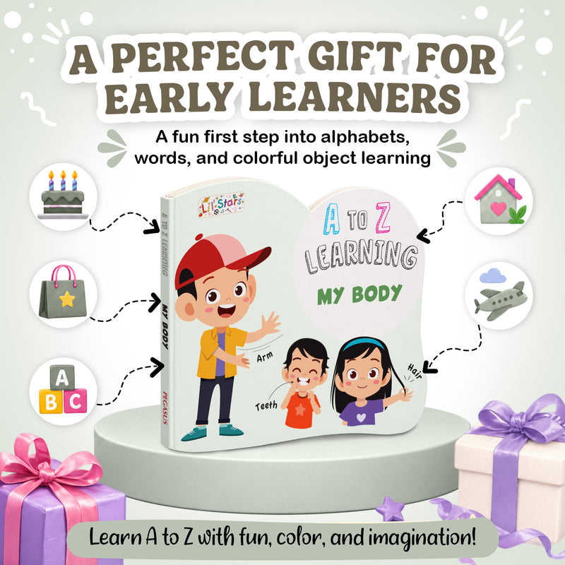 A to Z Learning My Body Board Book for Kids – Early Learning Body Parts Picture Book (Age 1+ Years)
