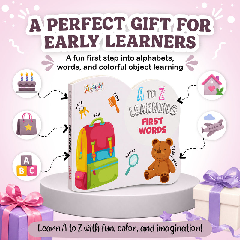 A to Z Learning First Words Board Book for Kids – Early Vocabulary Picture Book (Age 1+ Years)