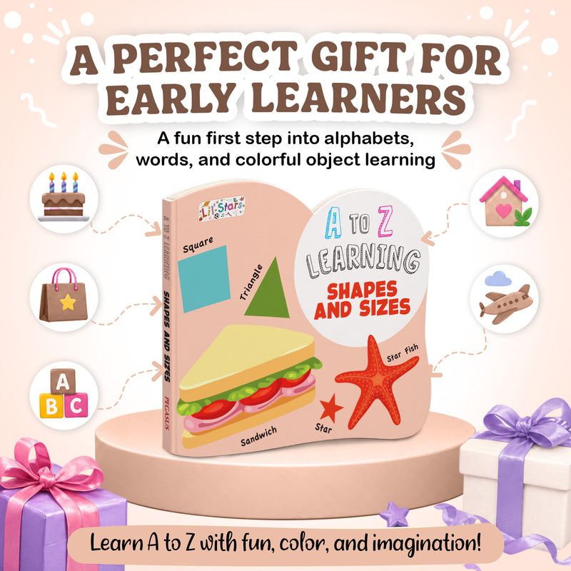A to Z Learning Shapes and Sizes Board Book for Kids – Early Learning Shape Book (Age 1+ Years)