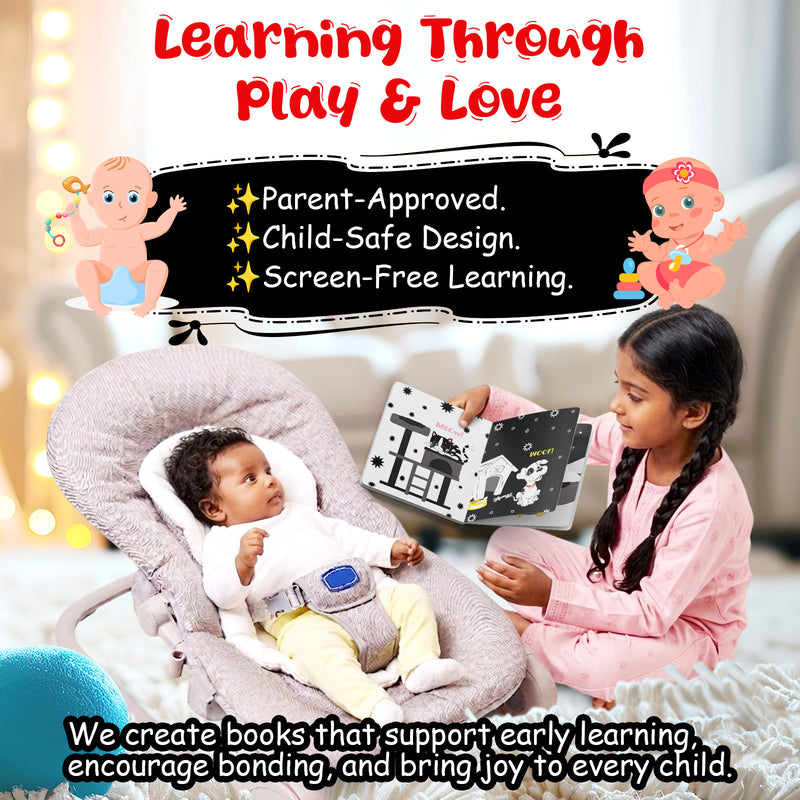 Baby’s First High Contrast Book for Babies – Soft & Safe Animals Black and White Book (0+ Months)
