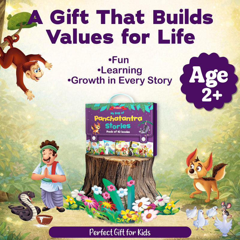 Panchatantra Stories Bag for Kids – Pack of 10 Set Bedtime Story & Early Reading Books for Kids (Ages 2+)