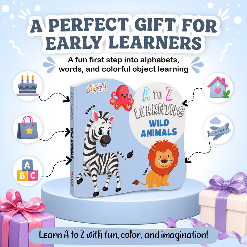 A to Z Learning Wild Animals Board Book for Kids – Early Learning Wild Picture Book (Age 1+ Years)