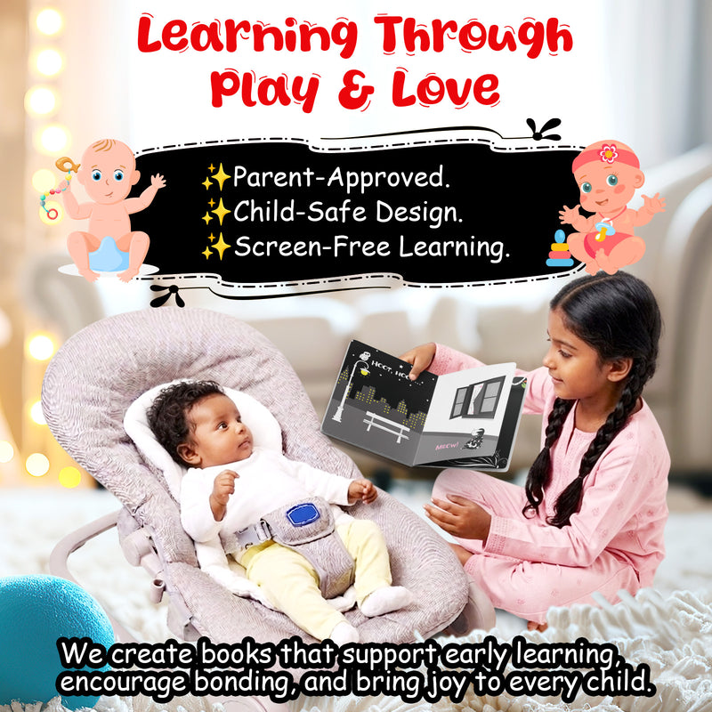 Baby's First High Contrast Book for Babies  – Soft & Safe Bedtime Black and White Book (0+ Months)