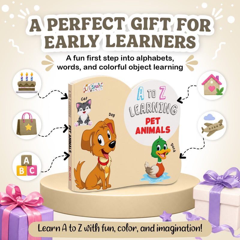 A to Z Learning Pet Animals Board Book for Kids – Early Learning Pet Picture Book (Age 1+ Years)