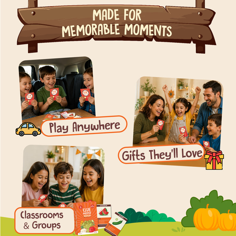 Clue Master Foods Around Us Card Game for Kids | Fun Food Guessing Game with Clues & Brain Boosting Activities (Age 8+ Years, 2–6 Players)