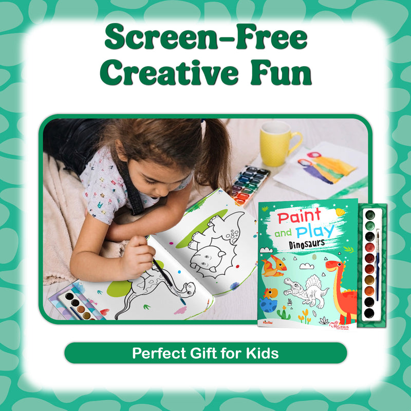 Dinosaurs Colouring Book for Kids – Paint and Play Watercolour Painting Set (Age 3+ Years)