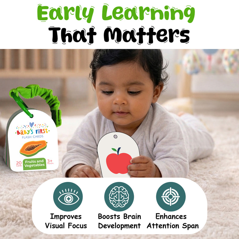 Baby’s First Flash Cards – Fruits & Vegetables | Early Learning & Mind Building Cards (3+ Months)