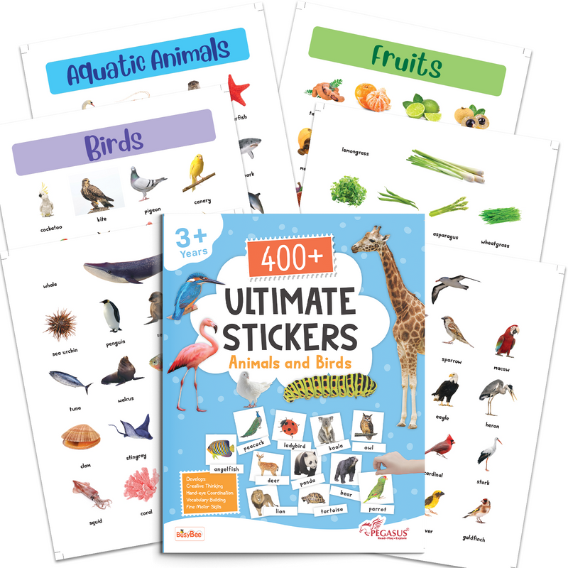 400+ Ultimate Stickers Animals and Birds for Kids – Fun Learning Activity Book (Age 3+ Years)