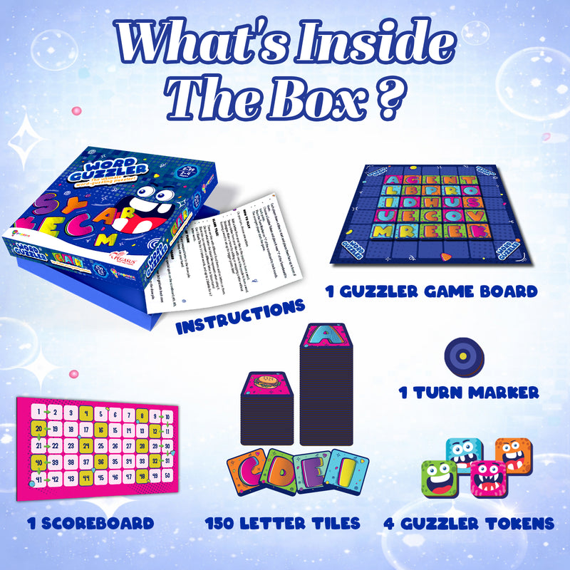 Word Guzzler – Spelling and Vocabulary Board Game for Kids and Family (Age 8–99 Years)