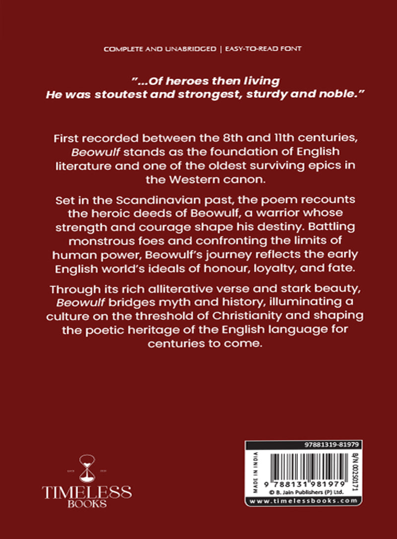 Beowulf by John Lesslie Hall -  Classic Epic Poem | Old English Literature and Legendary Heroic Tale