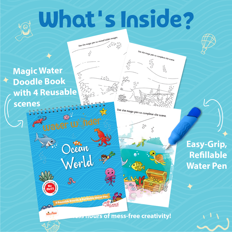 Water Wonder Colouring Book – Ocean World Reusable Magic Books for Kids (Age 3+ Years)