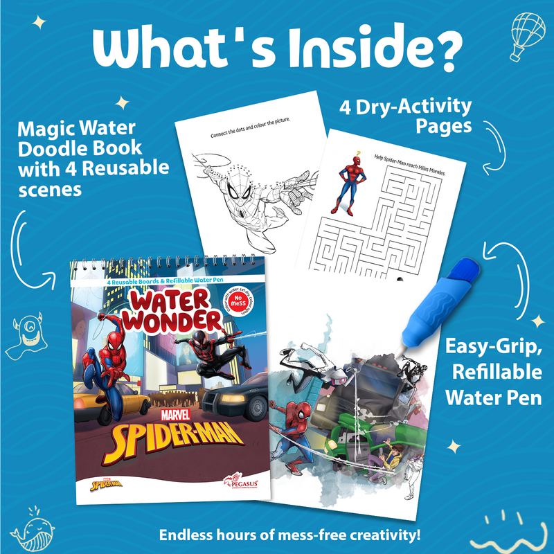 Water Wonder Colouring Book – Spiderman Theme Reusable Magic Books for Kids (Age 3+ Years)