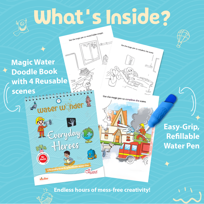 Water Wonder Colouring Book – Everyday Heroes Reusable Magic Books for Kids (Age 3+ Years)