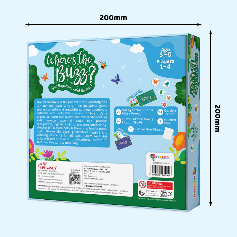 Where’s the Buzz Memory Matching Card and Puzzle Games for Kids, Creative Fun Learning Pattern (Age 3+ Years)