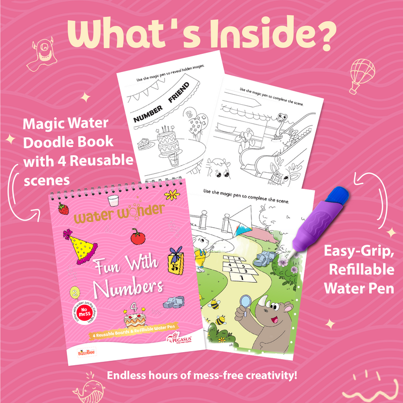 Water Wonder Colouring Book – Numbers Theme Reusable Magic Books for Kids (Age 3+ Years)