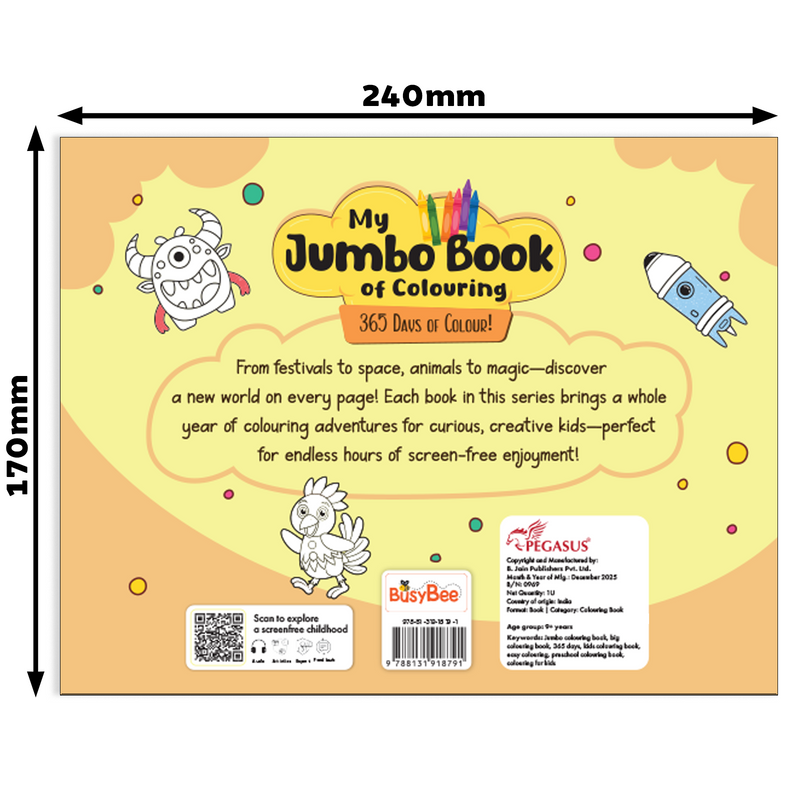 My Jumbo Book of Colouring for Kids – Fun Creative Workbook with 184 Fun Colouring Pages (Age 3+ Years)