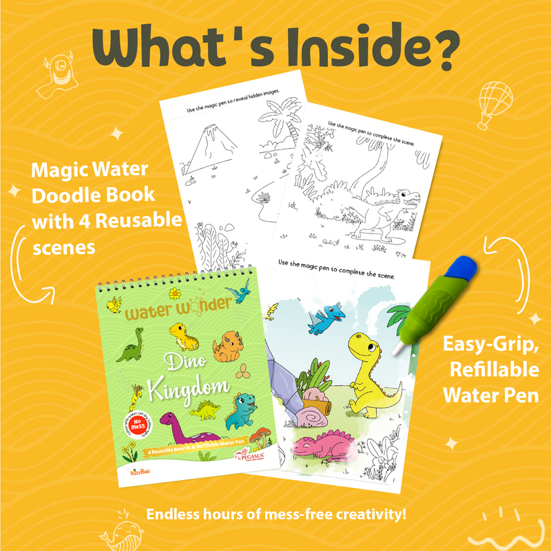 Water Wonder Colouring Book – Dinosaurs Theme Reusable Magic Books for Kids (Age 3+ Years)