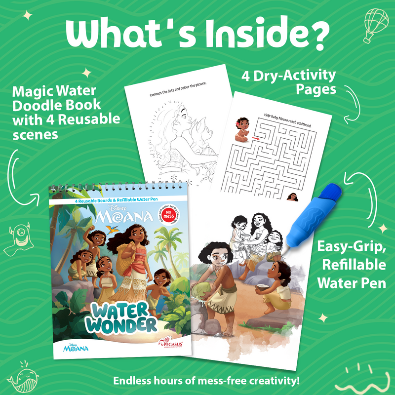 Water Wonder Colouring Book – Moana Theme Reusable Magic Books for Kids (Age 3+ Years)