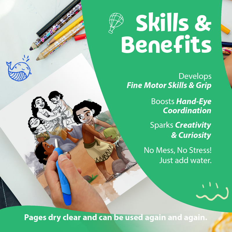 Water Wonder Colouring Book – Moana Theme Reusable Magic Books for Kids (Age 3+ Years)