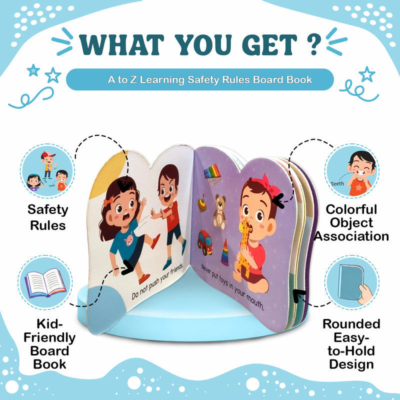 A to Z Learning Safety Rules Board Book for Kids – Early Learning Awareness Book (Age 1+ Years)