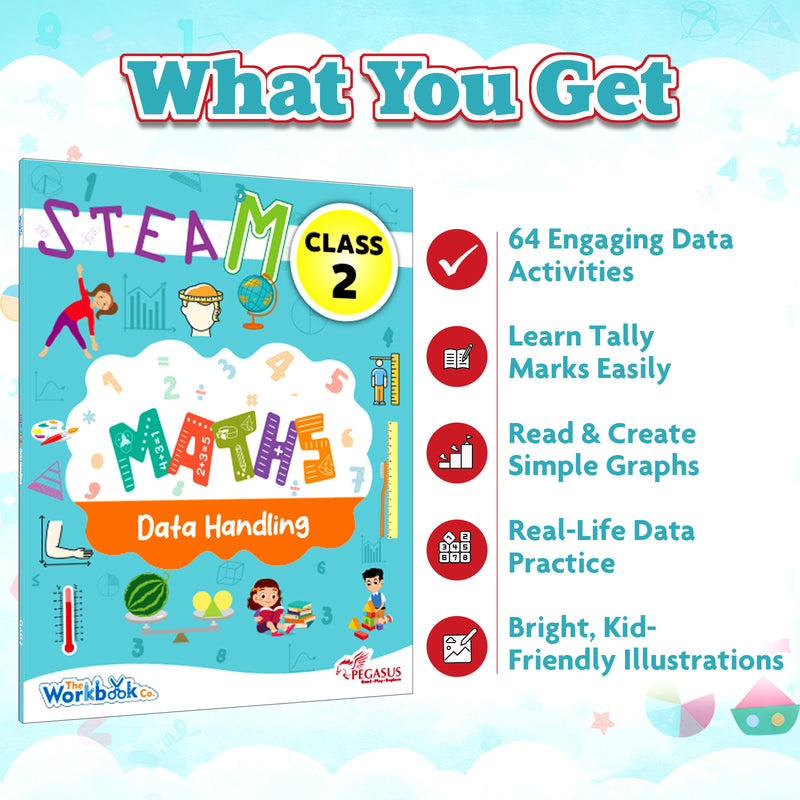 STEAM Wonders of Maths Workbook for Class 2 | Data Handling Activity Book with Graphs, Tally Marks & Real-Life Data Practice (Age 6–8 Years)