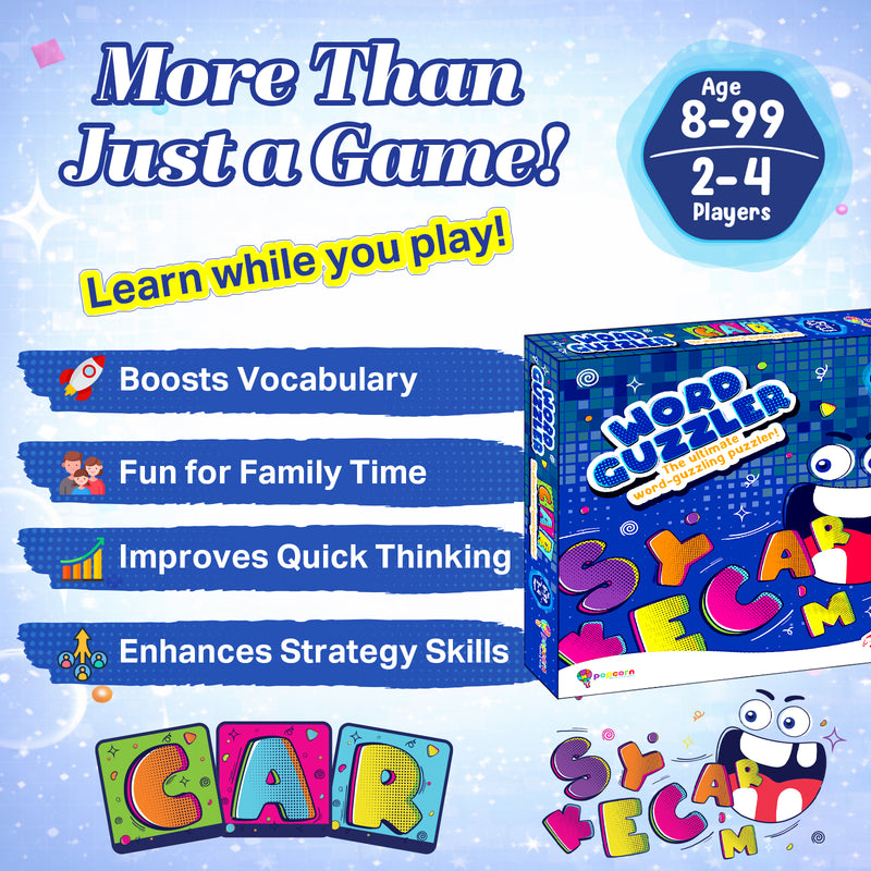 Word Guzzler – Spelling and Vocabulary Board Game for Kids and Family (Age 8–99 Years)