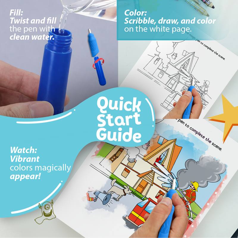 Water Wonder Colouring Book – Everyday Heroes Reusable Magic Books for Kids (Age 3+ Years)