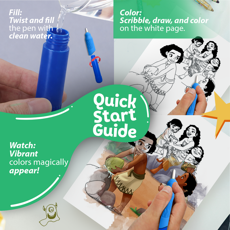 Water Wonder Colouring Book – Moana Theme Reusable Magic Books for Kids (Age 3+ Years)