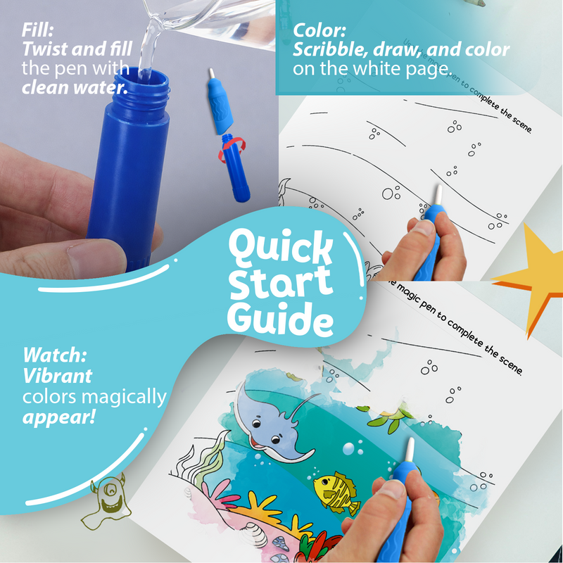 Water Wonder Colouring Book – Ocean World Reusable Magic Books for Kids (Age 3+ Years)
