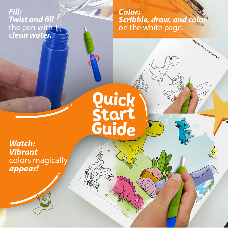 Water Wonder Colouring Book – Dinosaurs Theme Reusable Magic Books for Kids (Age 3+ Years)