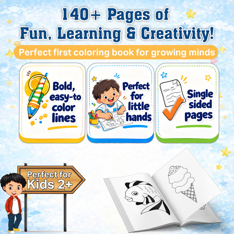 Jumbo Colouring Book 1 for Kids – Creative Colouring Books with 140+ Fun Pictures (Age 3+ Years)