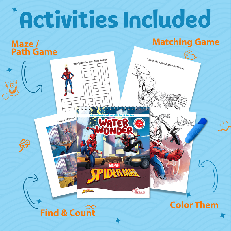 Water Wonder Colouring Book – Spiderman Theme Reusable Magic Books for Kids (Age 3+ Years)