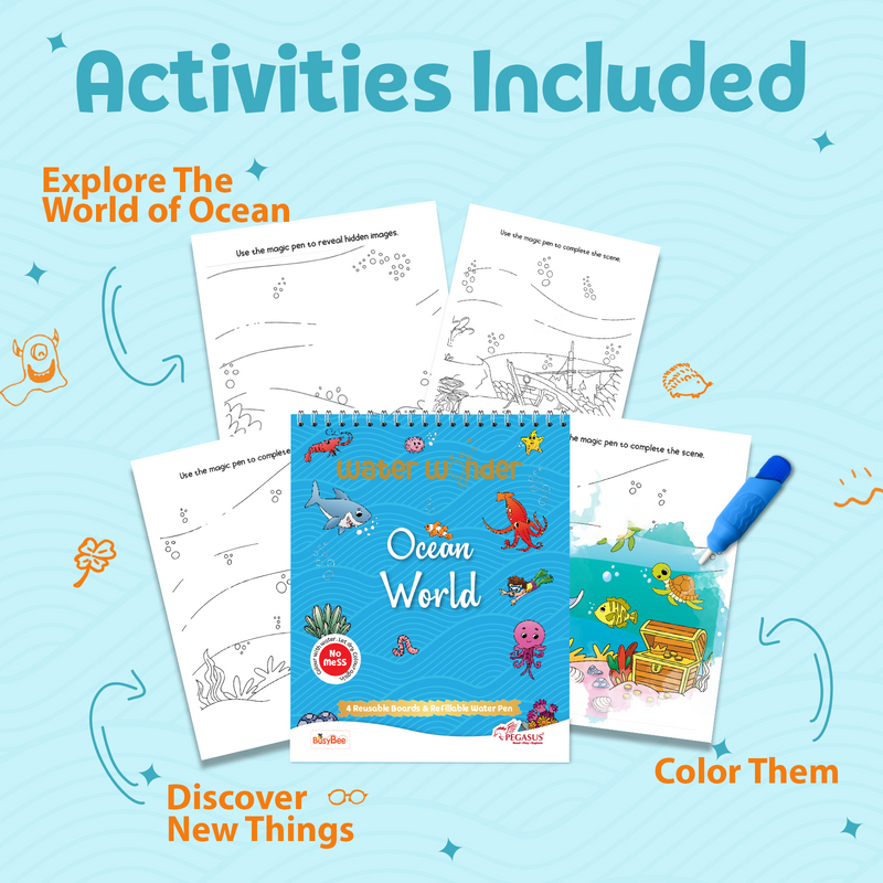 Water Wonder Colouring Book – Ocean World Reusable Magic Books for Kids (Age 3+ Years)