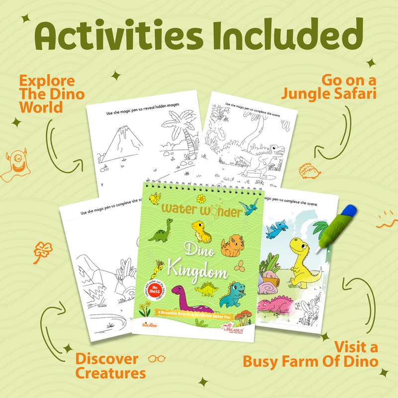 Water Wonder Colouring Book – Dinosaurs Theme Reusable Magic Books for Kids (Age 3+ Years)