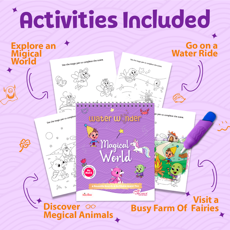 Water Wonder Colouring Book – Magical World Reusable Magic Books for Kids (Age 3+ Years)