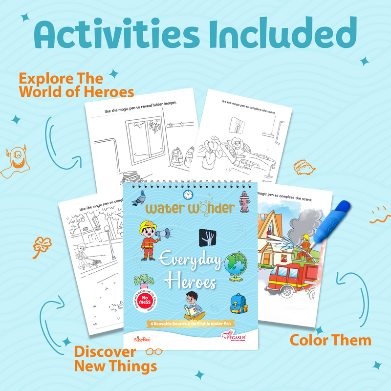 Water Wonder Colouring Book – Everyday Heroes Reusable Magic Books for Kids (Age 3+ Years)