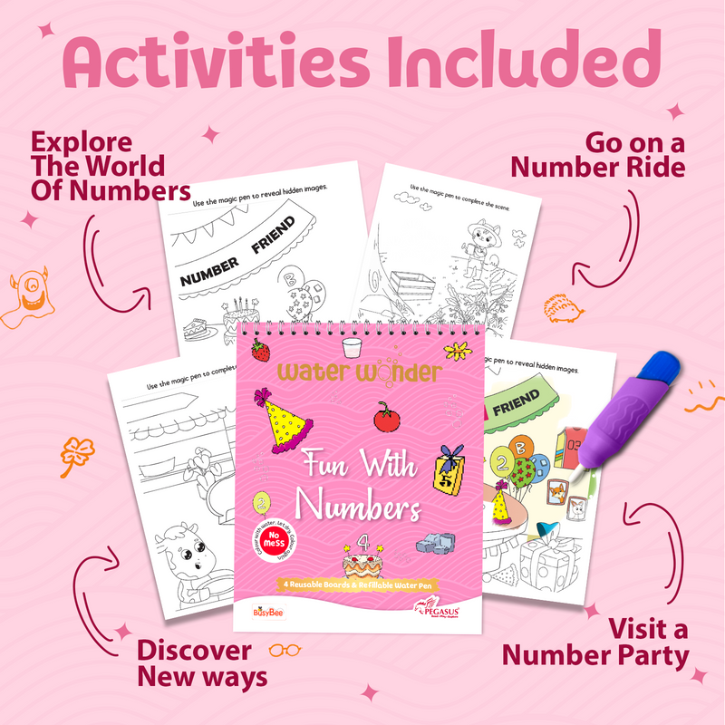 Water Wonder Colouring Book – Numbers Theme Reusable Magic Books for Kids (Age 3+ Years)