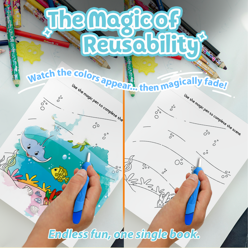 Water Wonder Colouring Book – Ocean World Reusable Magic Books for Kids (Age 3+ Years)