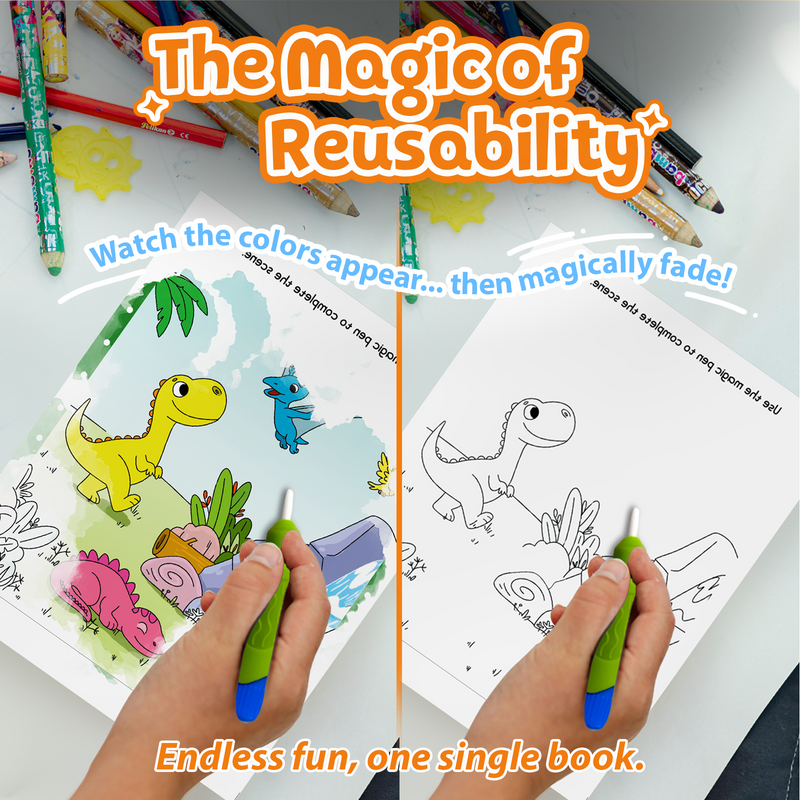 Water Wonder Colouring Book – Dinosaurs Theme Reusable Magic Books for Kids (Age 3+ Years)