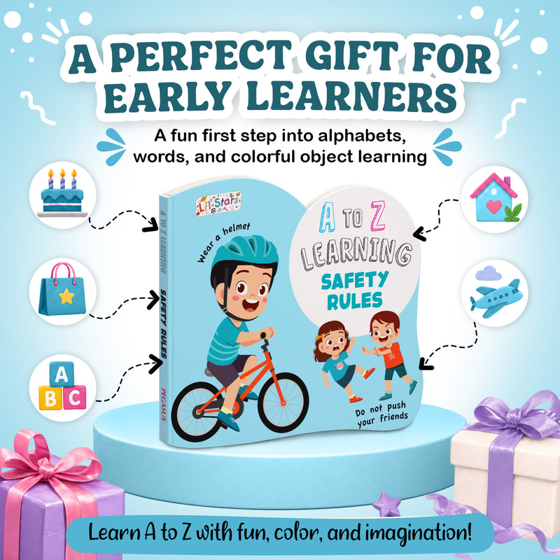 A to Z Learning Safety Rules Board Book for Kids – Early Learning Awareness Book (Age 1+ Years)